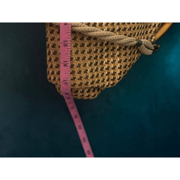 Vintage Delli Beige Brown Woven Bamboo Handle One Size Shoulder Bag - Picture 10 of 11